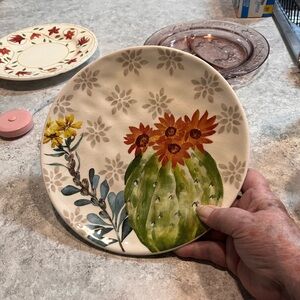 Floral Cactus Decorative Plate